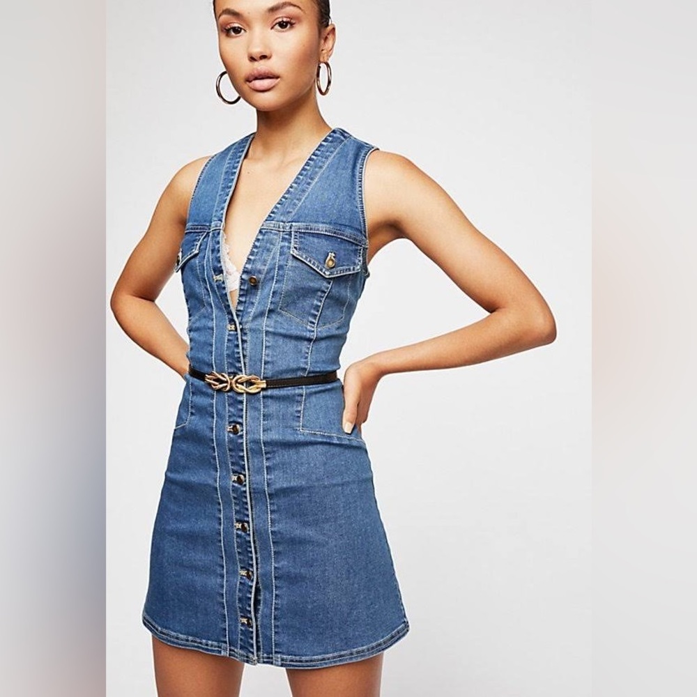 Free People Wandering Star Denim Dress